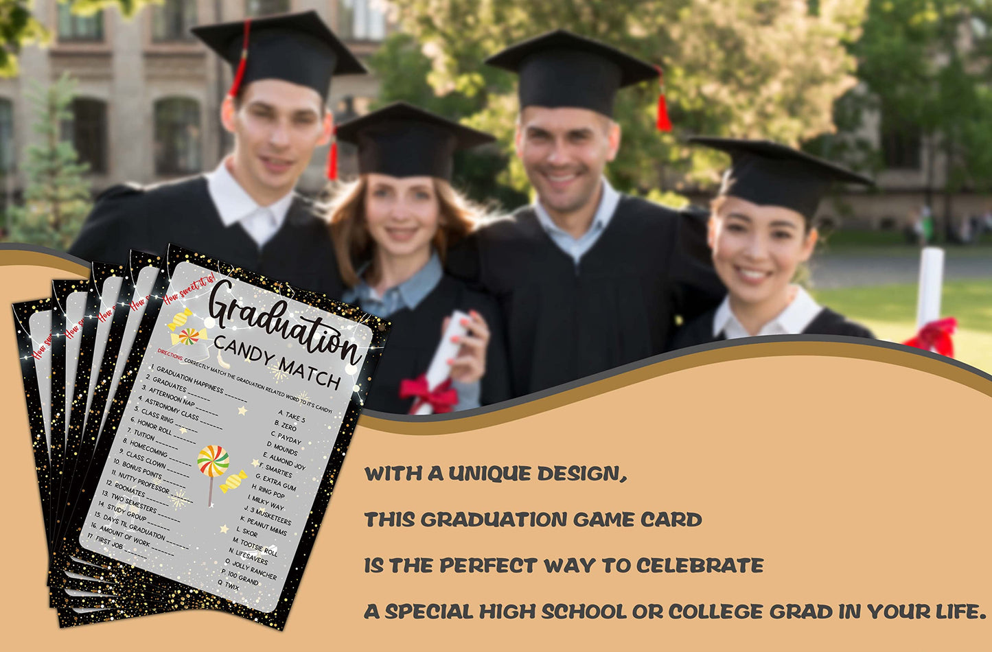 Graduation Party Games - Ever Or Never Game Cards for The Graduate - Graduation Party Decorations 2024 - Gold & Black Grad Celeb