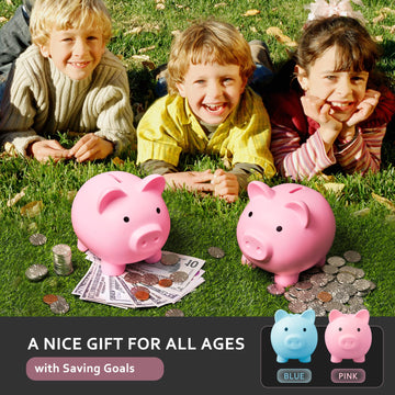 Piggy Bank For Kids Adults, Vcertcpl Unbreakable Plastic Piggy Bank Coin Bank Money Saving Box For Cash Saving, Kids Bank Money Jar Adults, Piggy Bank For Boys Girls, Gift Toys Banks For Kids (Pink)