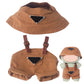 Beem Jun Clothes Set for Labubu 17cm Dolls(NO Doll)  Cute Hat & Unique Pocket Design Overalls Dress-up Set (Overalls(Brown))