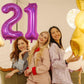 21St Birthday Balloons For Women, Large Laser Hot Pink Foil Number 2 & 1 Balloons, Mylar Bright Pink Self Inflating Helium 21 Ba