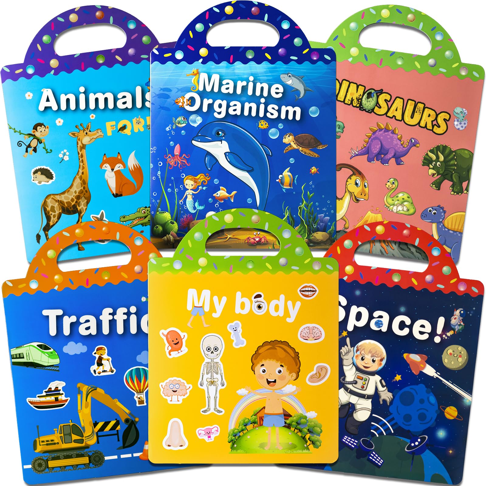 KIDS KING Reusable Sticker Books for Toddlers 1-3, Puffy Stickers Book for Kids Ages 2-4, Toddler Travel Toys for Birthday Chris
