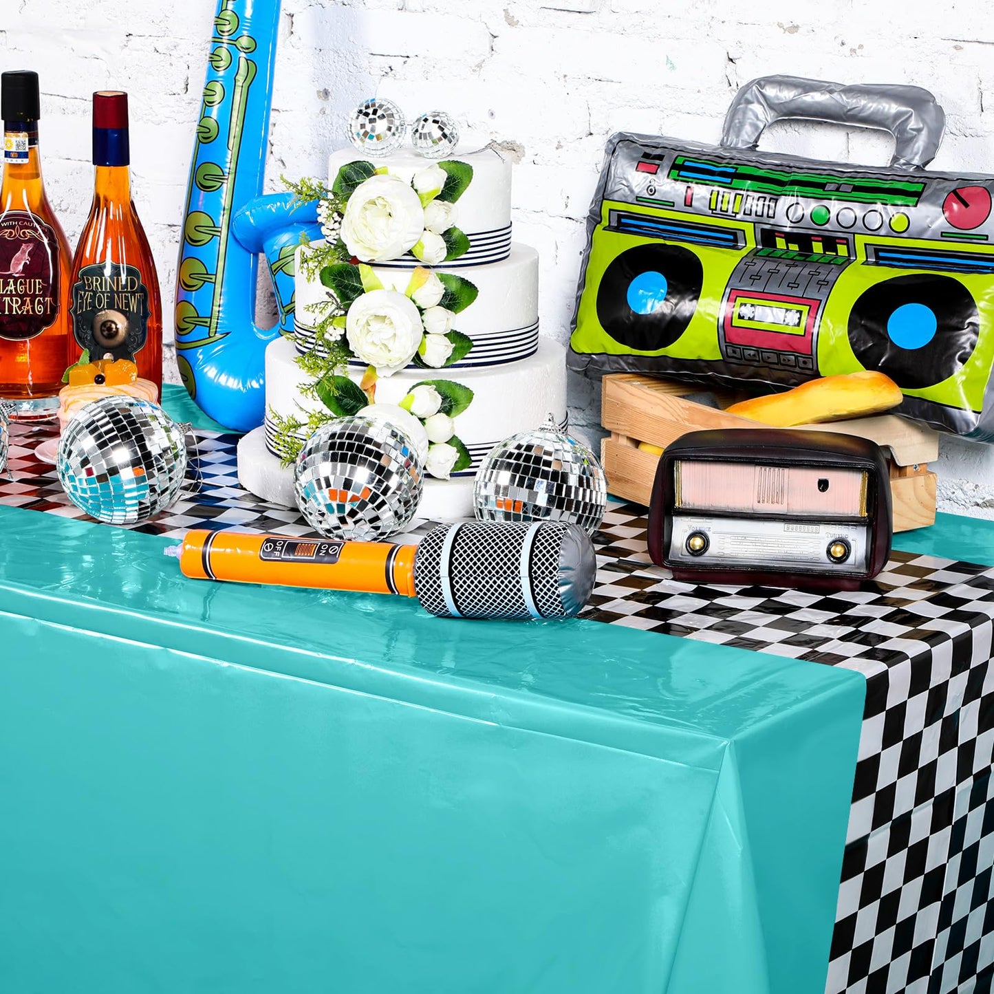 Irenare Car Birthday Party Supplies Racing Decorations 50S Party Tablecloth Racetrack Table Runner Table Covers For Kids Boy Car Theme Birthday Decor, 54 X 108 Inch(Cyan,3 Sheets)