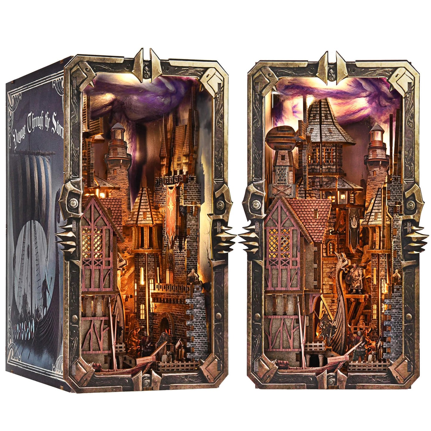 fifijoy DIY Viking Book Nook Kit  Miniature House Dollhouse Kit for mature-themed and Teens  Booknook Bookend Tiny House Model Build Bookshelf Insert Decor 3D Wooden Puzzle  Gifts for Family  Friends