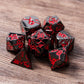 DND Metal Dice - Dark Abyss Metal Dice with Red Cracks - Polyhedral Dice Set for RPG D&D Dice with Cracks - Beautifully Detailed