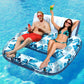 JCLEAL Pool Float Lounger mature-themed Inflatable Pool Floaties Rafts for 2 Person Extra Large Recliner Tanning Lounge Chair Water Floaty with Backrest Footrest Cup Holder for Party River Beach Lake Vacation