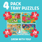 Chuckle & Roar - 4 Pack Tray Puzzles - Farm, Dinosaurs, Jungle, And Zoo - Larger Pieces Designed For Preschool Hands - 12 & 24 Pc Tray Puzzles