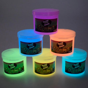 Glow In The Dark Slime Kit 6 Pack, Neon Blue, Green, Pink, Yellow Colors, Non Sticky, Glowing Galaxy Slime Kit For Kids, Kids Pa