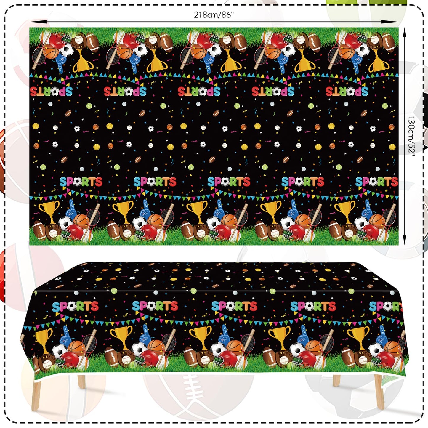 4 Pack Sports Themed Party Decorations - Baseball Basketball Football Soccer Tablecloth For Sports Birthday Party Supplies, Supe