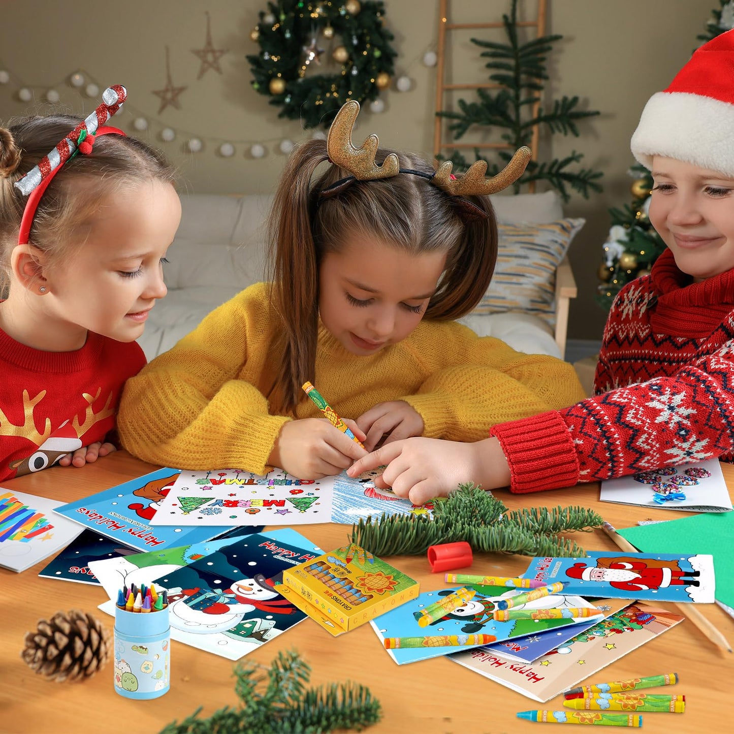 Fulmoon 144 Pcs Christmas Coloring Books with Crayons for Kids Christmas Activity Books Mini Coloring Book Bulk for Toddler Ages