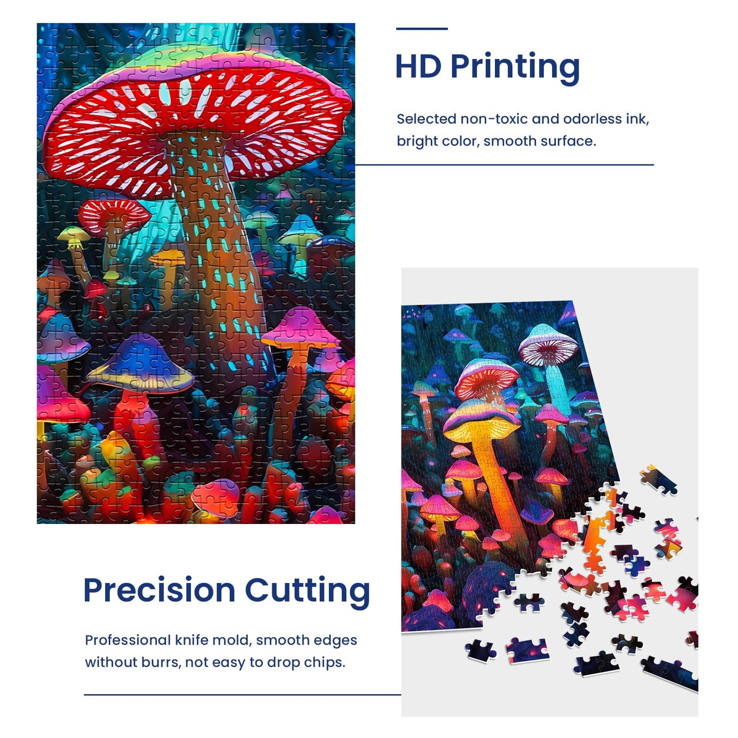 1000 Pieces Puzzle For Adults-Mushrooms Puzzle-Wooden Puzzle Highlights The Wonder And Fascination Of The Mushrooms World-Thick, Sturdy Pieces Challenging Family Activity Great Gift Idea,29 X 20 In