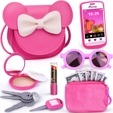 Pretend Play Toddler Girl Purse With Makeup Toys Set, Little Girls Purse Toys For 3 4 5 6 7 Year Old Girl Gifts, Kids Purse For 