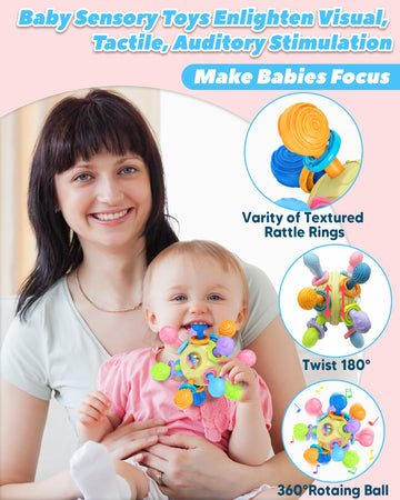 Baby Toys for 0-6 6-12 Months Ages 0-2, Tummy Time Montessori Toys for Babies 0 3 6 9 12 18 Months, Newborn Infant Sensory Toys,