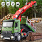 HAPYAD Timber Truck Toy Metal Cab, Friction Powered Timber Truck with Fully Functioning Loading Crane and 3 Loadable Trunks, Big