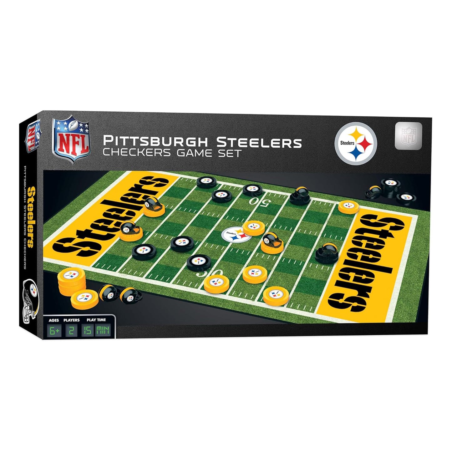 Masterpieces Family Game - Nfl Pittsburgh Steelers Checkers - Officially Licensed Board Game For Kids & Adults