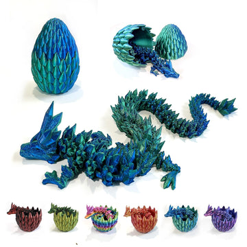 3D Printed Dragon Egg With Dragon Inside, Easter Eggs Articulated Mystery Crystal Dragon, Adults Fidget Toys Fo For Autism/Adhd, Easter Basket Stuffers Desk Toys For Home Office Decor(Laser Green)