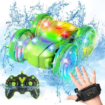 Amphibious RC Car with Lights for Kids 6-12 Year Old,2.4 GHz Remote Control Boat RC Monster Truck 4WD Vehicle Gifts,Waterproof H