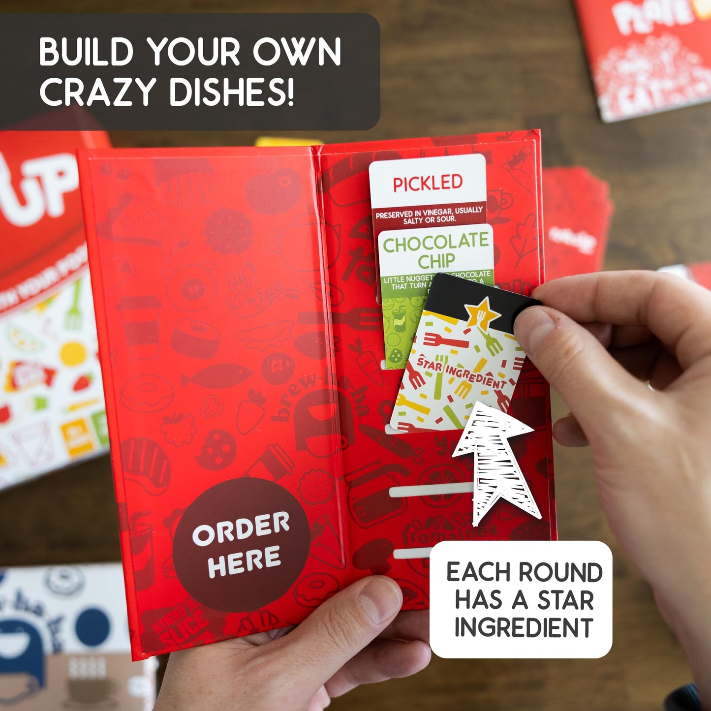 Blue Wasatch Games Plate It Up - A Foodie Party Game | Mix Ingredients and Make Crazy Dishes | Includes Over 350 Foods and Fun S