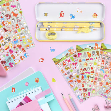 Shangrla Cat And Dog Puffy Stickers For Kids Girls 3D Puff Puppy Kitten Pet Stickers For Adults Teens,Cute Small Dog Cat Face Stickers For Phone Case,Stationery,Albums,4 Sheets.