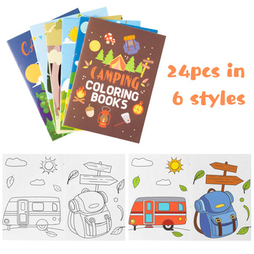 Dvbonike 24Pcs Camping Coloring Books Including Tent Camping Light Forest Bear Rabbit Diy Art Drawing Patterns Summer Birthday P