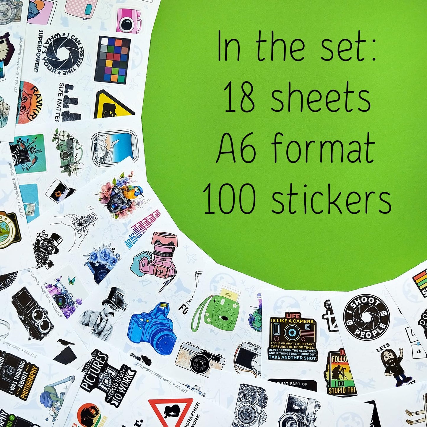 Bulbacraft 100Pcs Photography Stickers, Camera Stickers For Water Bottles, Laptop, Scrapbooking, Planners - Photographer Gifts W