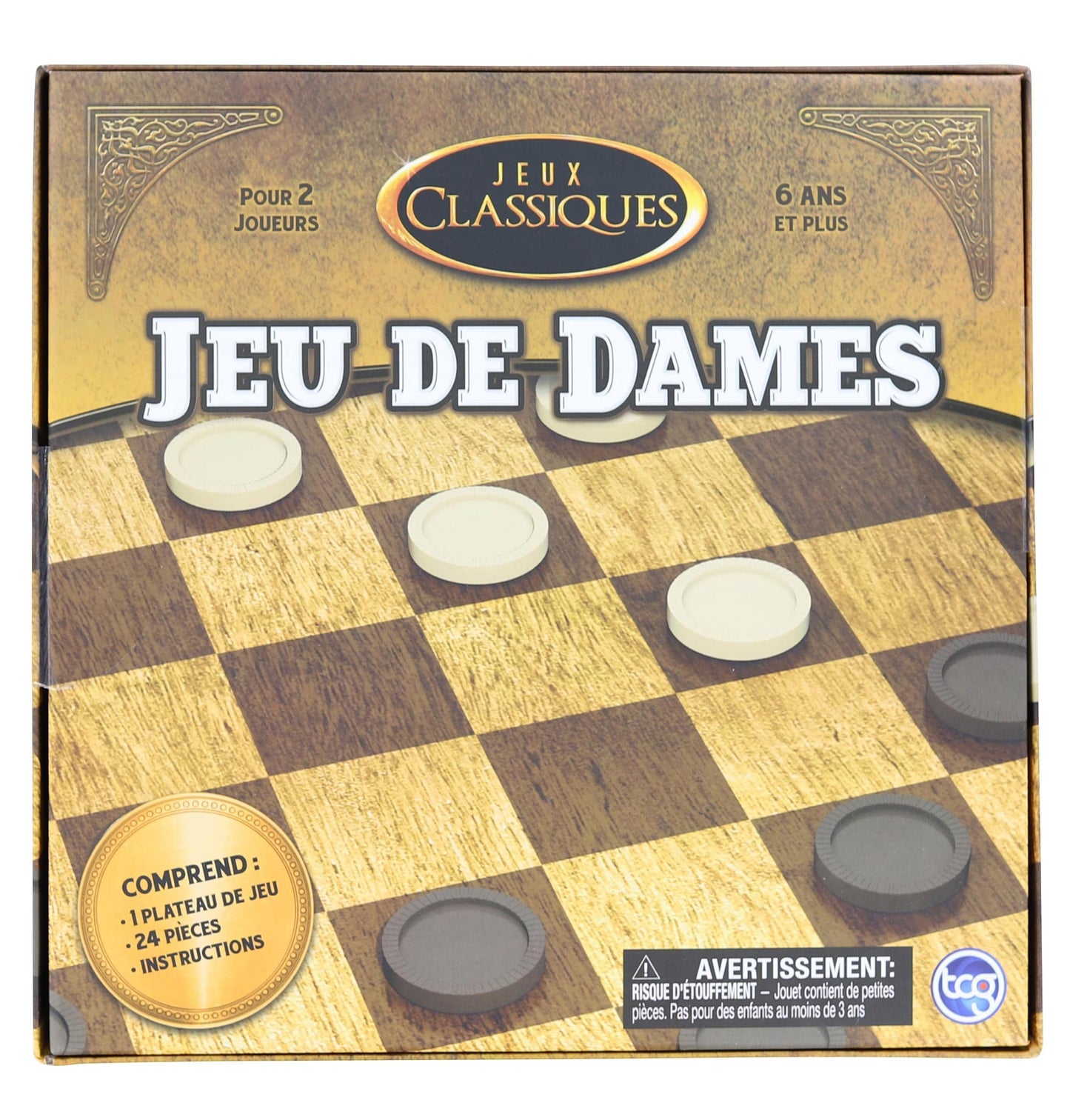 The Canadian Group Classic Games Wood Checkers Set | Board & 25 Game Pieces