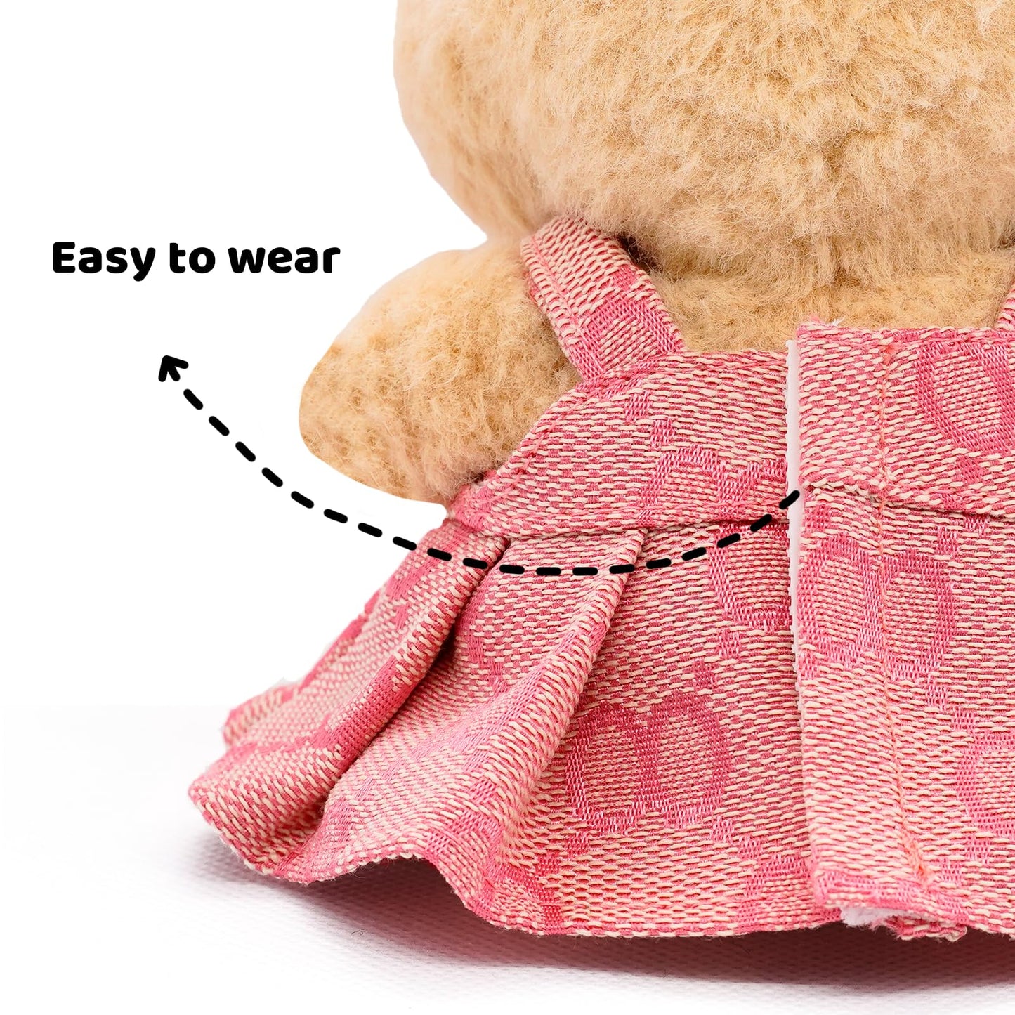 LYBHYQTII Doll Clothes for 17cm Dolls  enhanced Dolls Accessories 2 Piece Set Including Chic Grid Spaghetti-Strap Dress and Bow  High-End Fashion Outfit for Play & Display - Pink