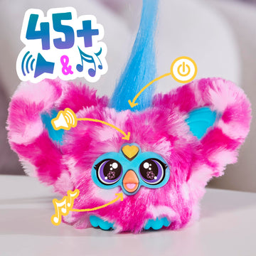 Furby Furblets Dah-Tee Mini Friend, 45+ Sounds, Country Music, Speaks Only Furbish, Electronic Plush Toys For Girls & Boys, Interactive Pets, Pink Polka Dot, 6+