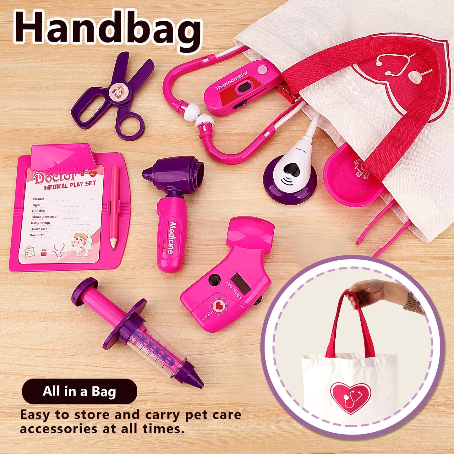 HERSITY Vet Toys Girls Doctor Kit for Kids, Veterinary Pretend Play Puppy Plush Dog Grooming Toy Medical Set Gifts for Toddlers