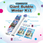 WOWMAZING Giant Bubble Kit Winter - Bubble Wand  2 Big Bubbles Mix Pouches  8 Cold-Activated Stickers for Outdoor Winter Fun |Bubbles Made in USA