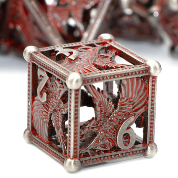 Hollow Metal Dice,HNCCESG DND Dice 3D Eagle Design of 7 pc,Game Dice for Dungeons and Dragons,D&D Dice Metal Bloody Dice Set wit