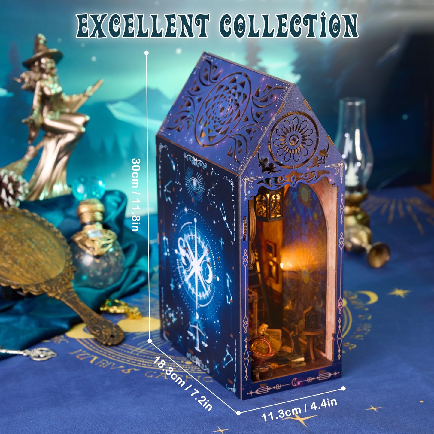 Book Nook Kits For Adults, Miniature House Dollhouse Kit For Teens, Diy Crafts For Adults, Bookshelf Decor Garden House With Led