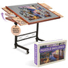 JOYBERRI Jigsaw Puzzle Table - 1500 Piece Board, Adjustable Height, Portable with Drawers, Black/Brown/Gray, 35"x26.5", Model JB-PZL
