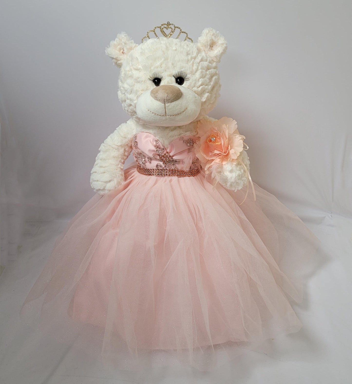 KINNEX COLLECTIONS SINCE 1997 20 Teddy Bear with Elegant Dress (Centerpiece) ~ B16631N-29M (Blush)