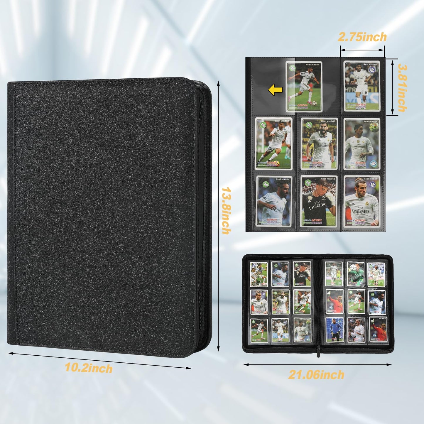 Trading Card Binder 9 Pocket  GERMUN PU Cover Card Binder for 540 Cards  enhanced Trading Card Collection Binder  Double Sided Pocket Card Album for MTG  TCG (Black)