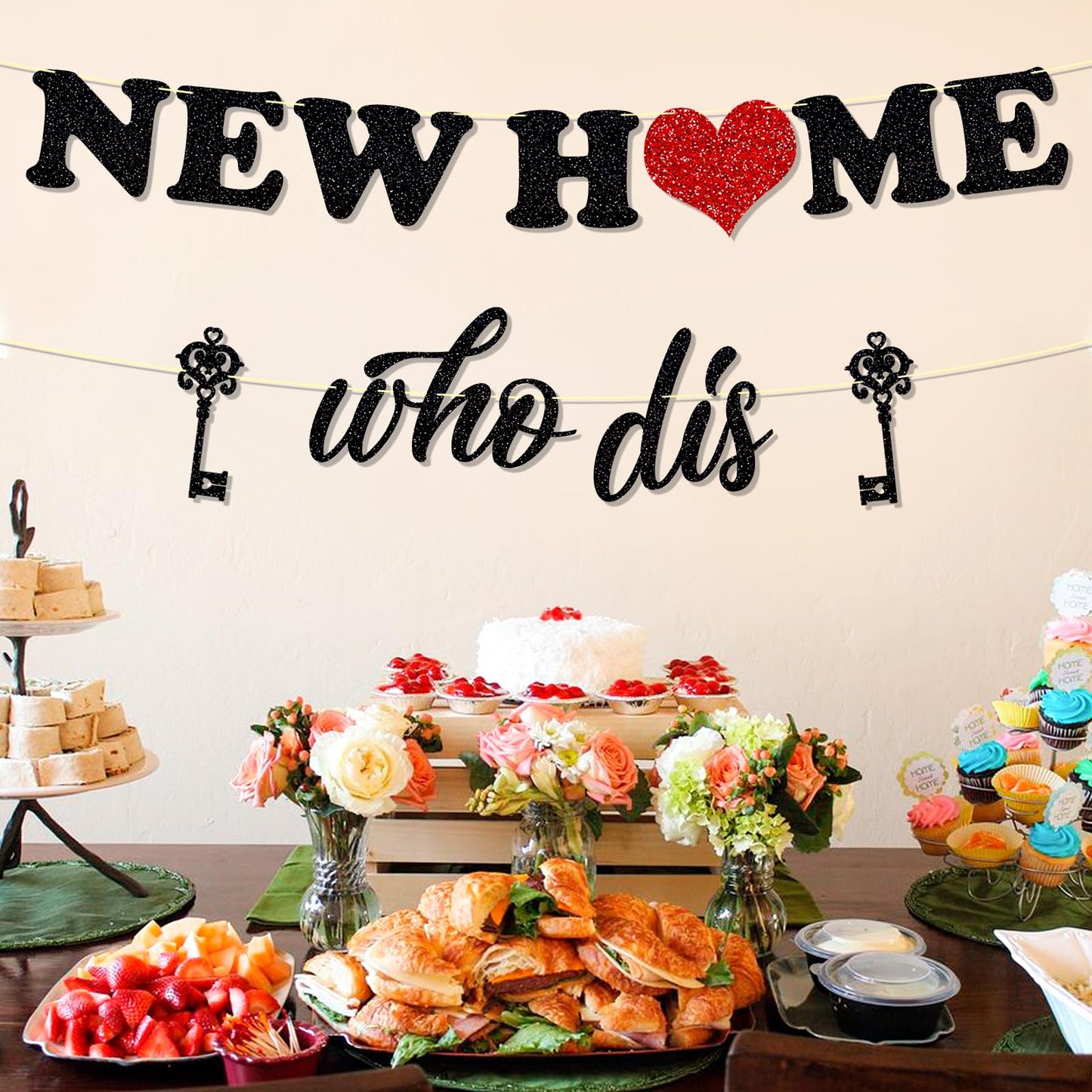 Ushinemi Glitter New Home Who Dis Banner, Funny Housewarming Decorations For New House Home Sweet Home Party Decor New Home New