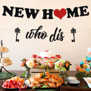 Ushinemi Glitter New Home Who Dis Banner, Funny Housewarming Decorations For New House Home Sweet Home Party Decor New Home New