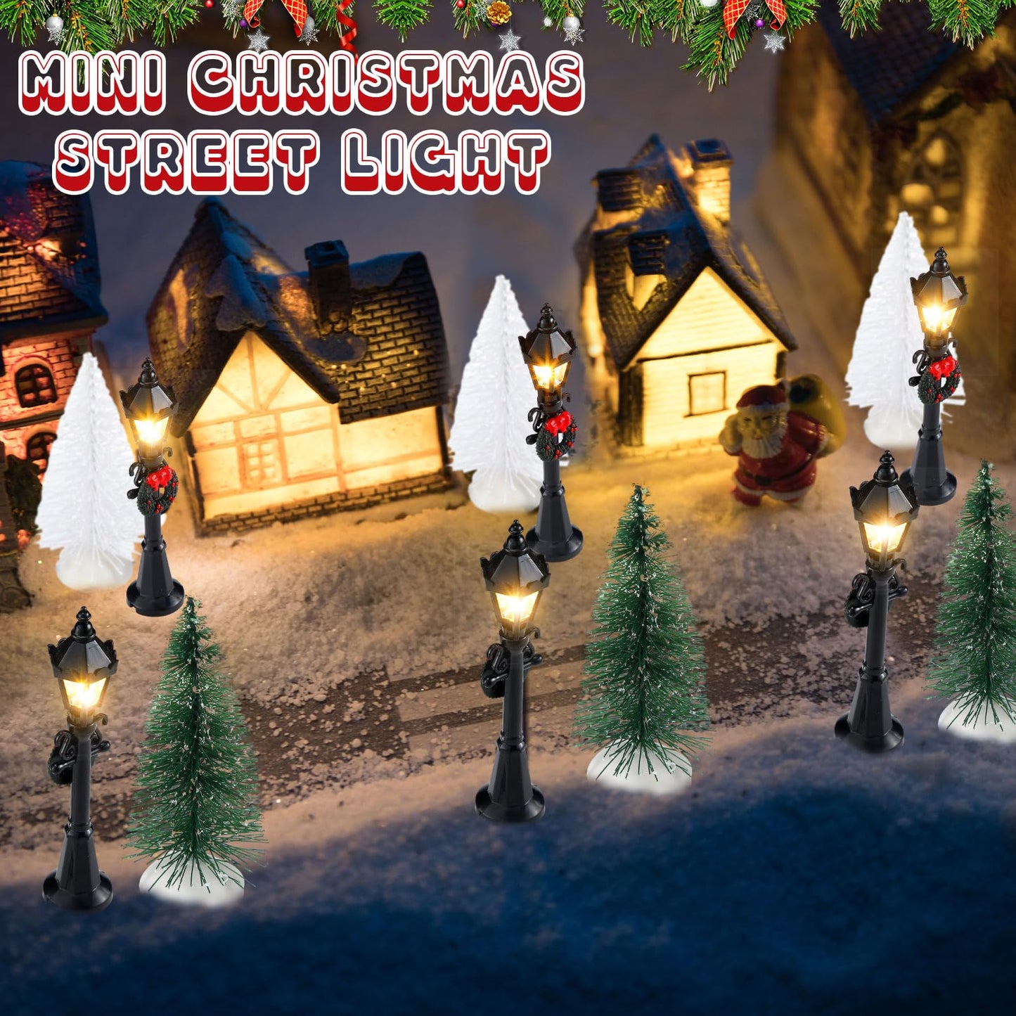 Shappy 24 Pieces Christmas Lamp Post Village Accessories Mini Street Lamp Dollhouse Streetlight Models For Mini Christmas Village Street Lights Models Christmas Miniature Mini Street Lamp For Diy