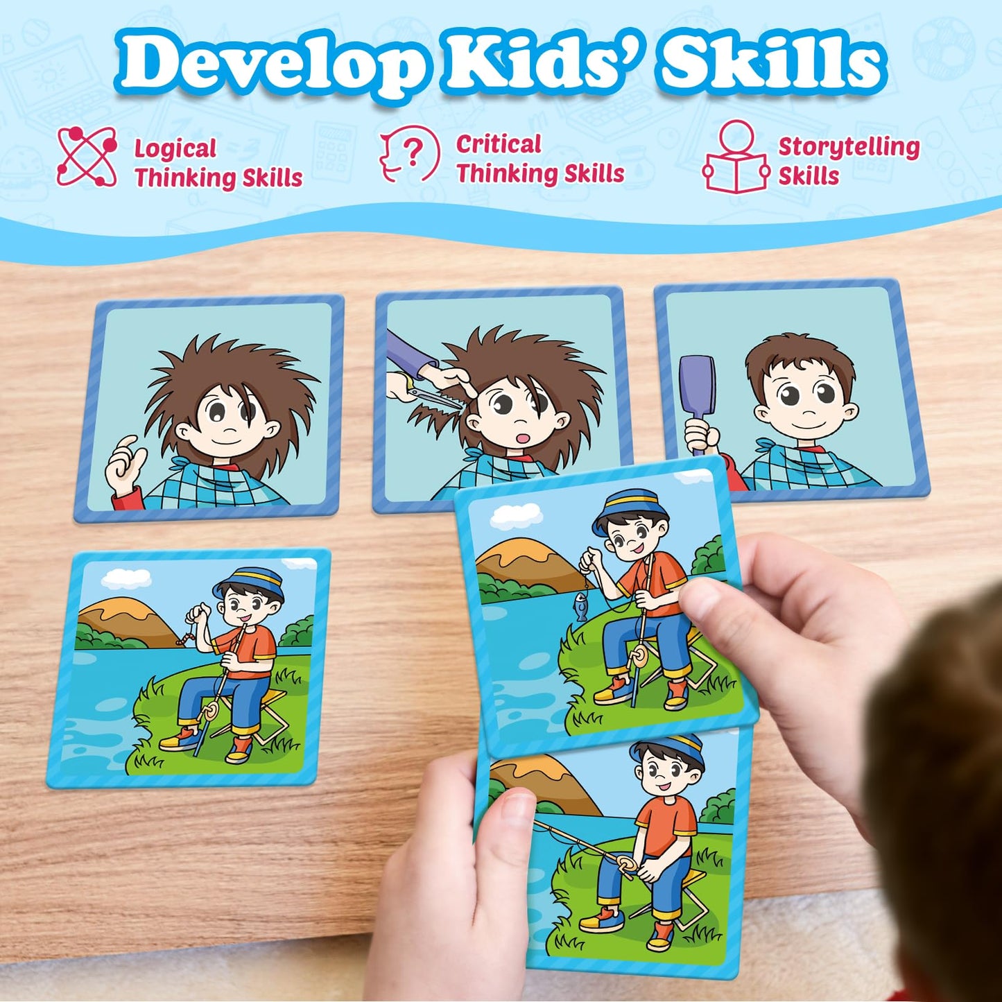 Kasfalci Sequencing Cards,Sequence Board Game For Kids,Speech Therapy Materials Toys For Autism,Story Storytelling,Social Skills