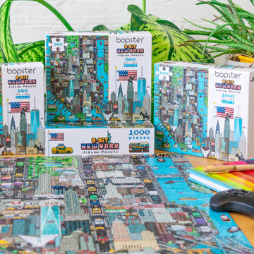 1000 Piece Puzzle - 8-Bit Retro Gaming Style New York City Jigsaw Puzzles 1000 Pieces For Adults Made With 100% Recycled Cardboard - Puzzles For Adults Level 3 By Bopster