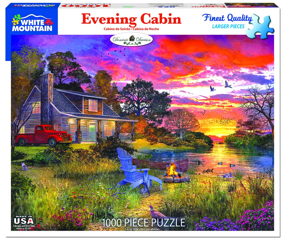 White Mountain Puzzles Evening Country Cabin - 1000 Piece Jigsaw Puzzle