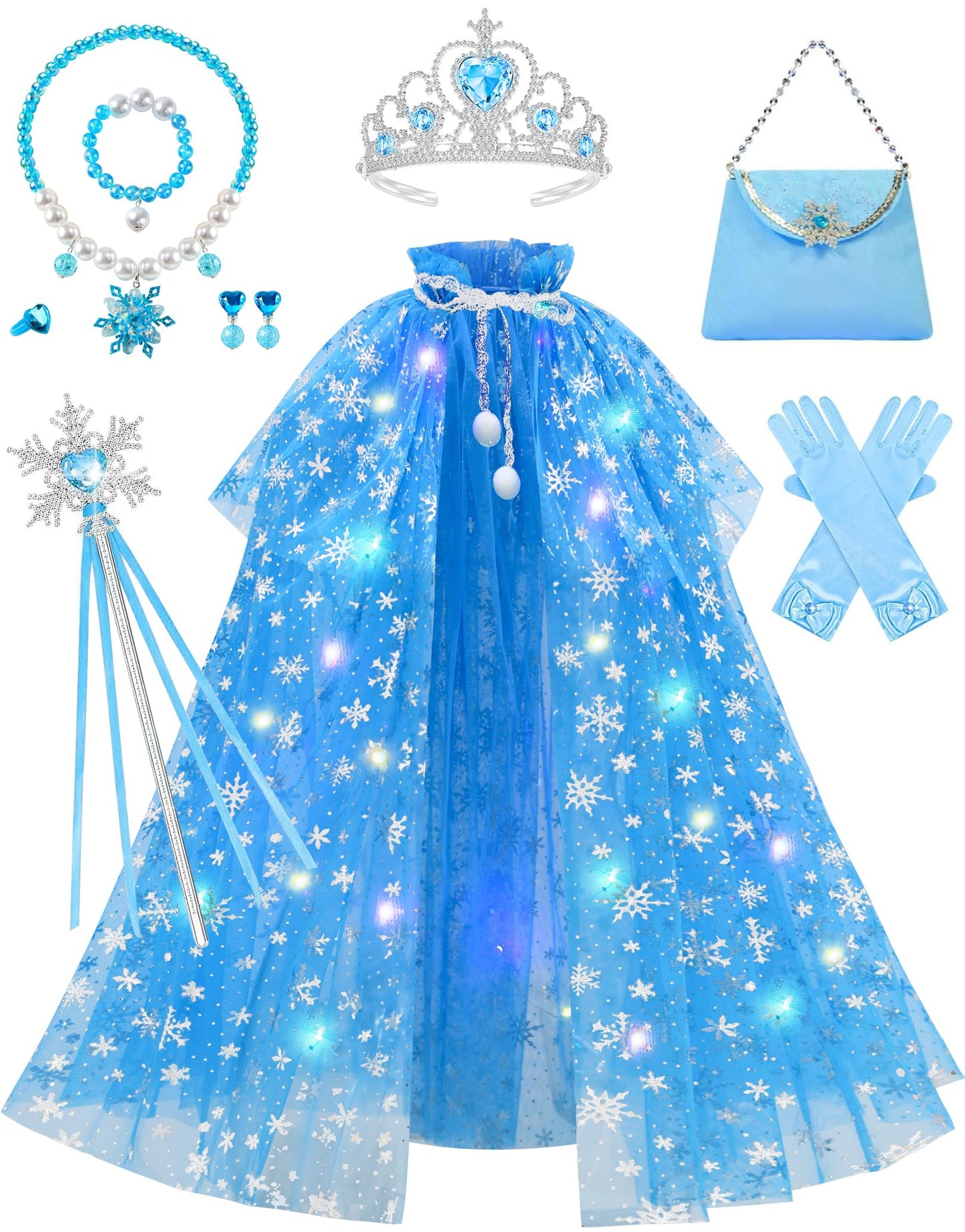 Avady Light Up Princess Dress Up Cape Toys For Girls Princess Dress Up Clothes Kids Halloween Christmas Birthday Gift