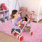 The New York Doll Collection Baby Doll Stroller - 28” Floral Toy Stroller with Canopy, Mesh Basket, Rubber Tires, Model A226