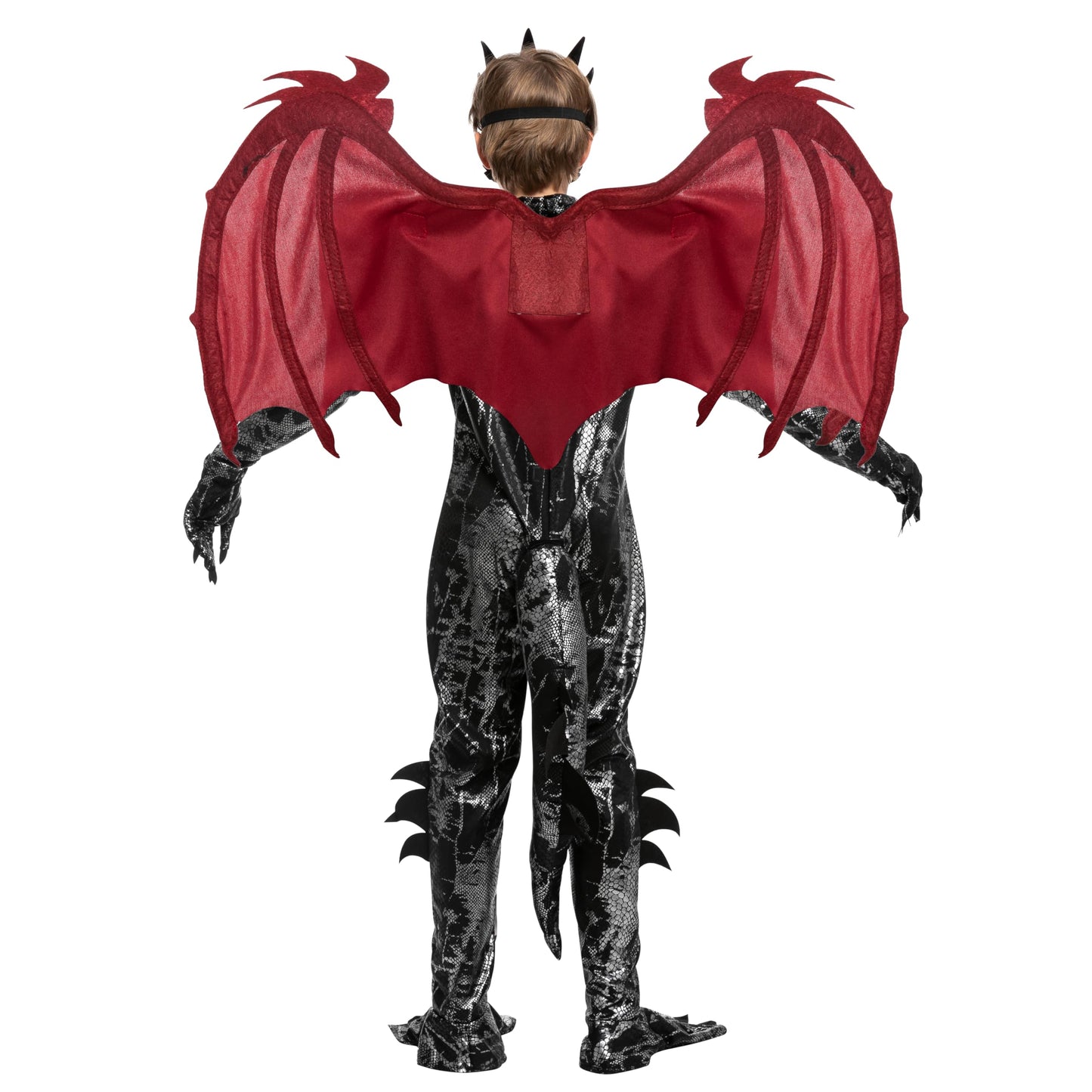Spooktacular Creations Halloween Kids Red And Black Dragon Costume, Boys Dragon Wings, Tail And Mask Set For Halloween Dress Up-L(10-12Yr)