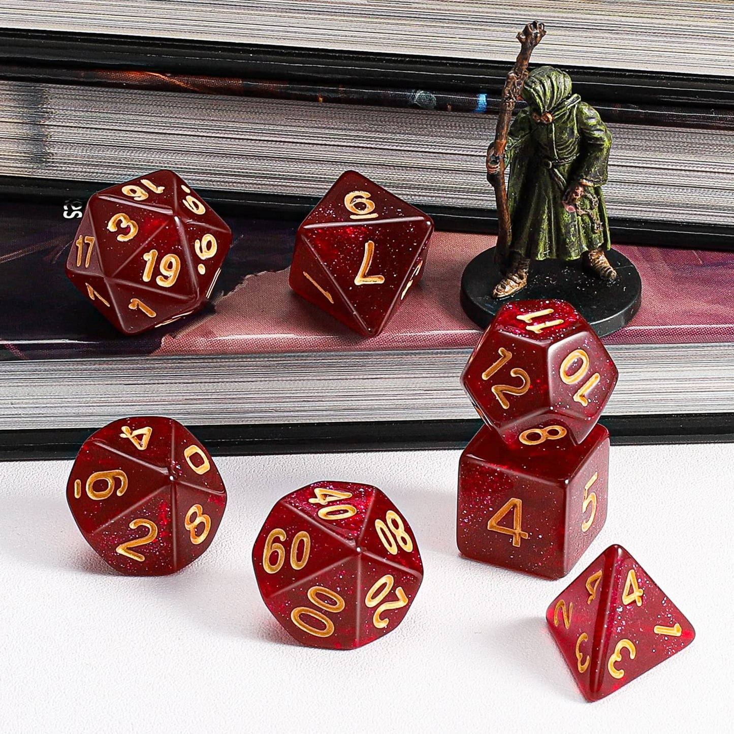 QMay DND Dice Set 10x7 (70 Pieces) Polyhedral Dice for Dungeons and Dragons D&D RPG MTG Role Playing Games with 1 Drawstring Bag