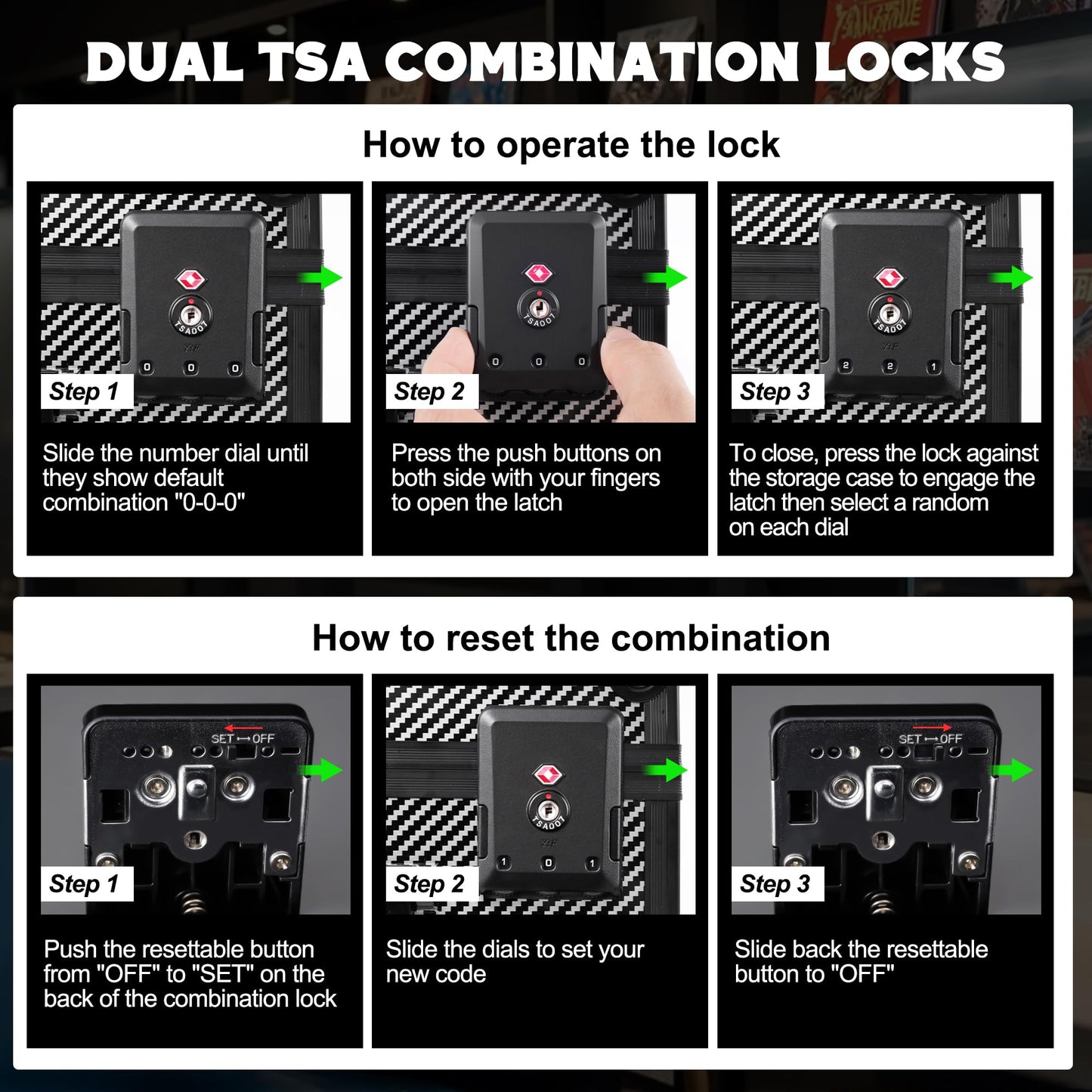 Kabinka Graded Card Storage Box with Display Window for PSA/CGC Holder  TSA Combination Lock Trading Card Case for Sports Cards  Storage Slab Case with 6+2 EVA Dividers for MTG/TCGs (Carbon Fibre)