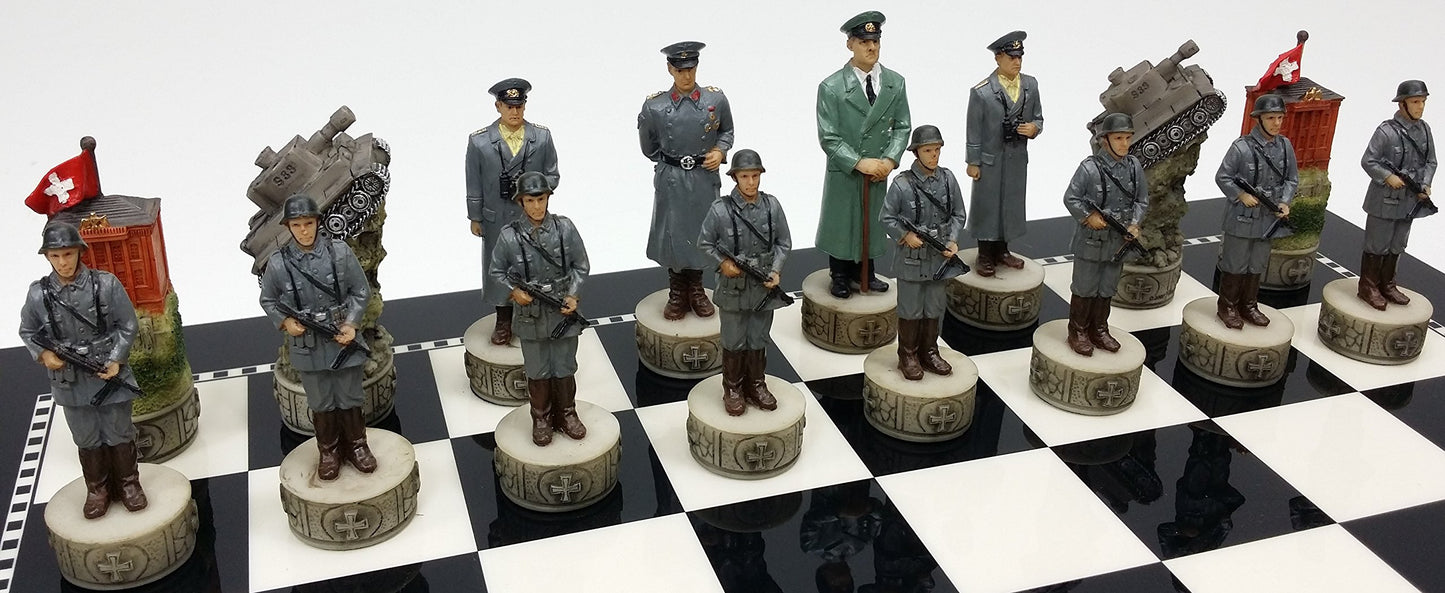 World War 2 WW2 Set of Chess Men Pieces Hand Painted - NO Board