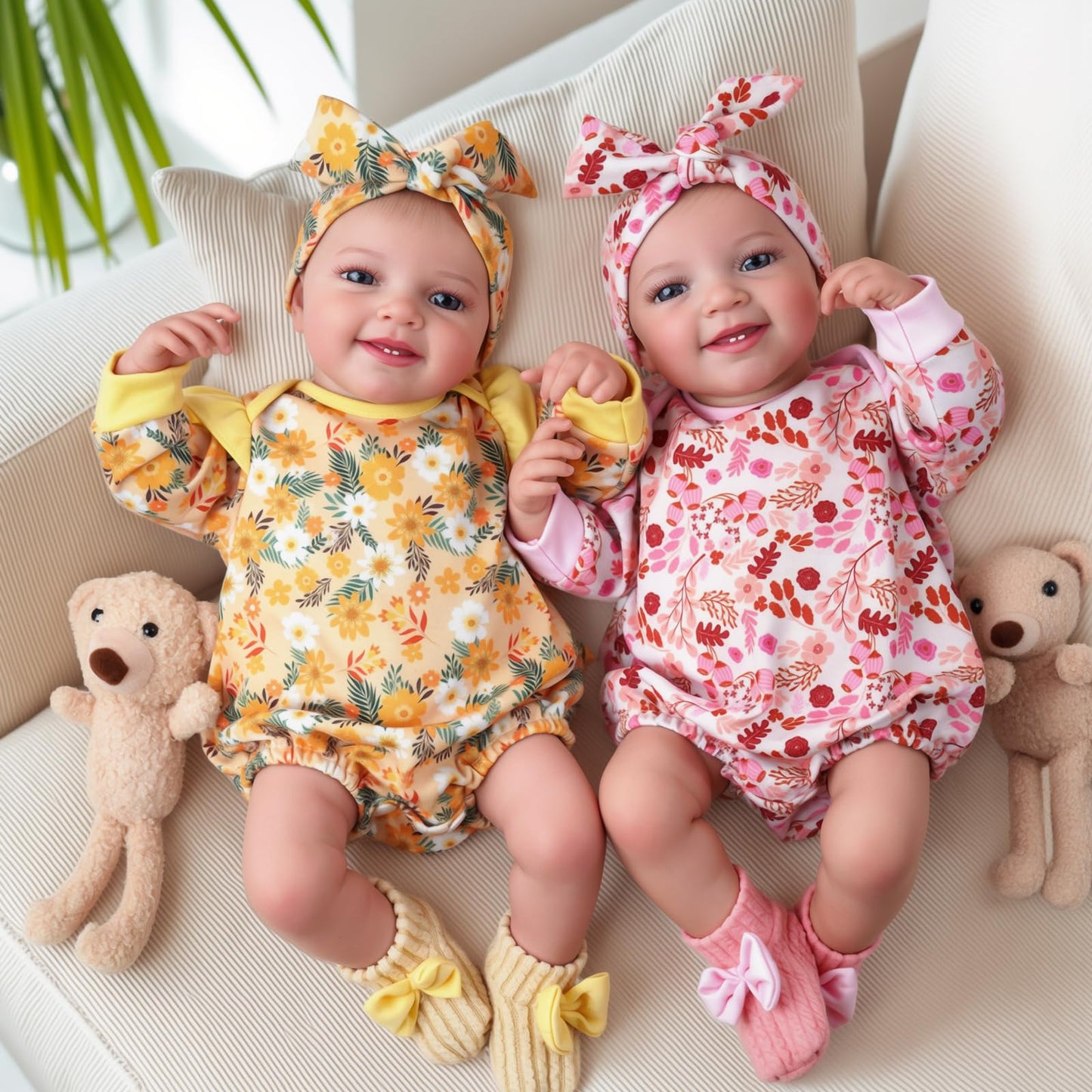 Babeside Lifelike Reborn Baby Dolls Twins - 20 - Inch Sweet Smile Realistic-Newborn Baby Dolls Soft Body Real Life Baby Doll Gir