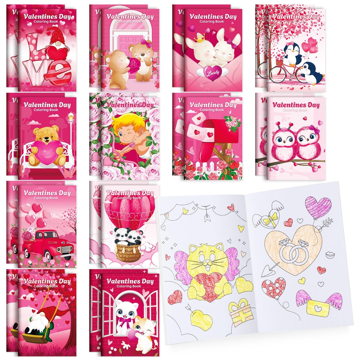Benlouis 24 Pcs Valentines Day Mini Coloring Books Kids Valentine School Party Favors Activity Books Bulk For Kids Valentine'S D