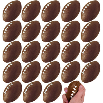 Wall2Wall Mini Sports Balls for Kids Party Favor Toy  Football  Squeeze Foam for Stress  Anxiety Relief  Relaxation. (24 Pack (Footballs)