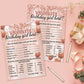 ZOIIWA Birthday Game Cards Set - 50 Pcs Pink Sprinkles with 10 Pre Pointed Pencils for Teen Girls Sleepover Party
